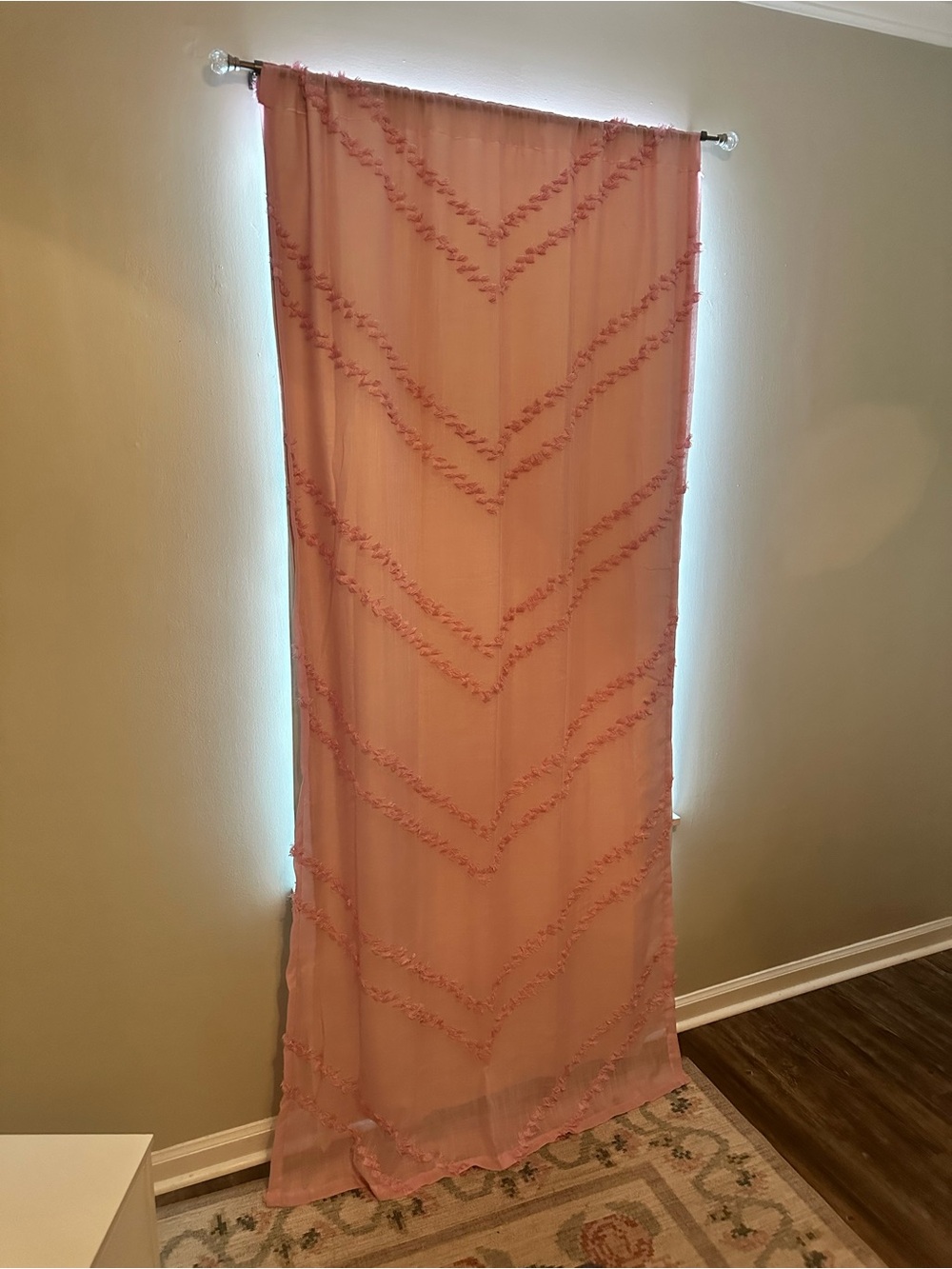 Pink Chevron Tassel Window Blackout Curtain Panel Single
